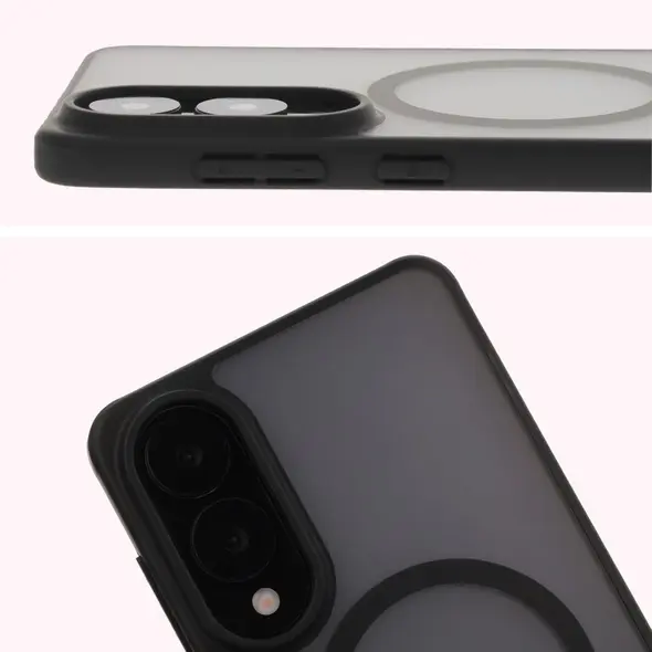 Etui z pierścieniem magnetycznym Bizon Case MatteO do Samsung Galaxy S25 Edge przydymione-czarne