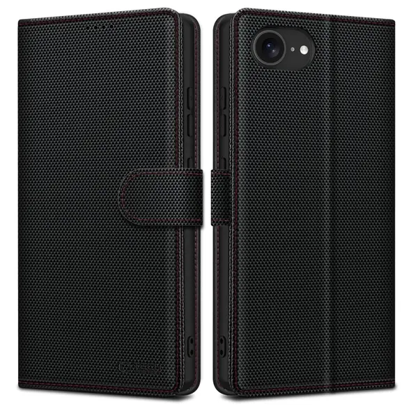 Etui z klapką Tech-Protect Wallet RS Apple iPhone 16e Black/red