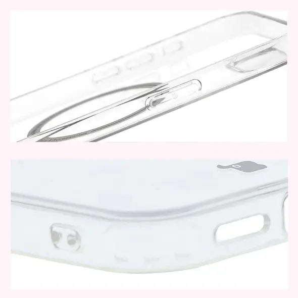 Etui z pierścieniem magnetycznym Bizon Case CrystalO Magnetic do Apple iPhone 16e przezroczyste