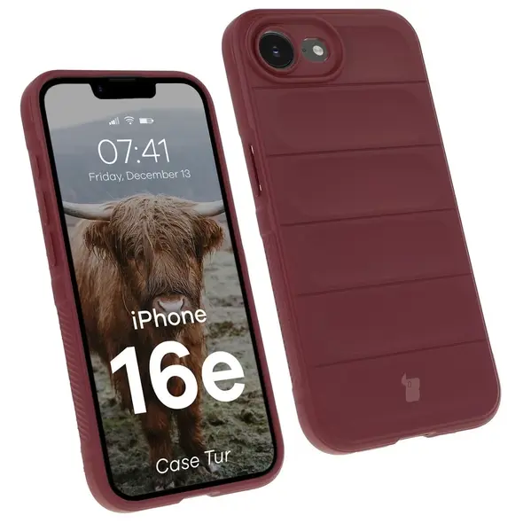 Pancerne etui Bizon Case Tur do Apple iPhone 16e burgundowe