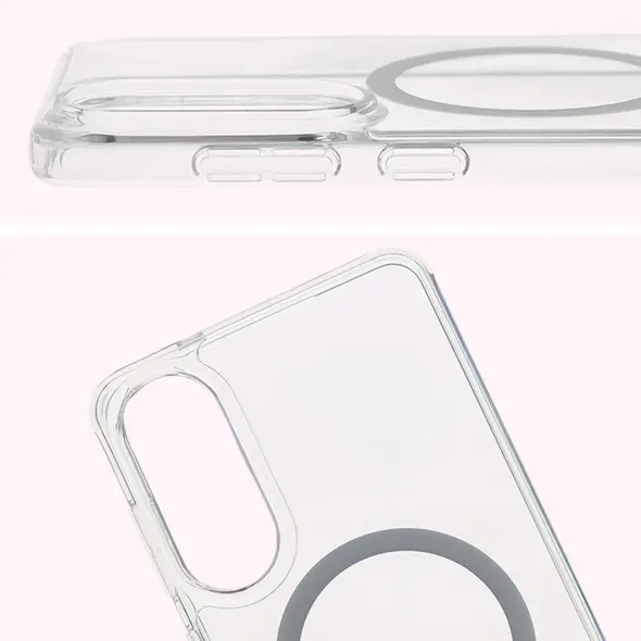 Etui z pierścieniem magnetycznym Bizon Case CrystalO do Samsung Galaxy S25 Edge przezroczyste