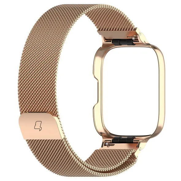 Etui z paskiem Bizon Strap + Case Watch Chain do Xiaomi Redmi Watch 3 Active różowozłote