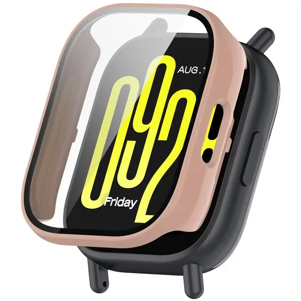 Etui ze szkłem do zegarka Bizon Case+Glass Watch do Xiaomi Redmi Watch 5 Active różowe