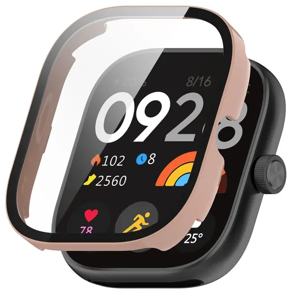 Etui ze szkłem do zegarka Bizon Case+Glass Watch do Xiaomi Redmi Watch 5 różowe