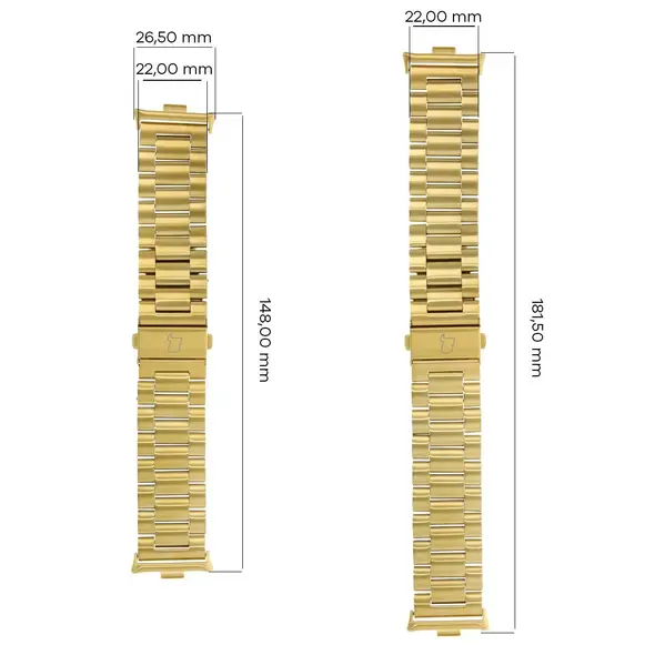 Pasek ze stali nierdzewnej Bizon Strap Watch Aura do Xiaomi Redmi Watch 4 / Smart Band 8 Pro / 9 Pro złoty