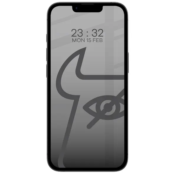 Prywatyzujące szkło hartowane Bizon Glass Edge Shadow do Apple iPhone 16e / 14 / 13 Pro / 13 przyciemniane z czarną ramką