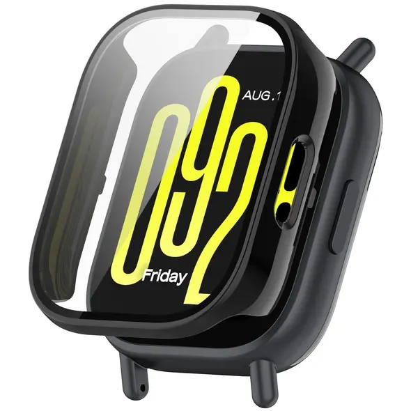 Etui ze szkłem do zegarka Bizon Case+Glass Watch do Xiaomi Redmi Watch 5 Lite czarne
