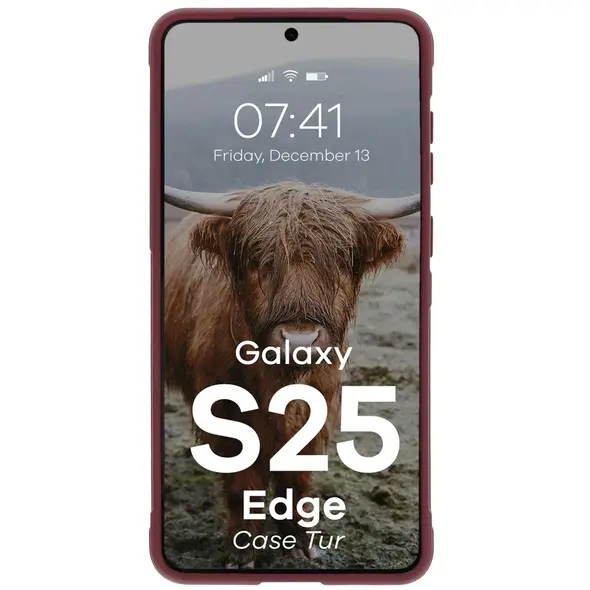 Pancerne etui Bizon Case Tur do Samsung Galaxy S25 Edge burgundowe