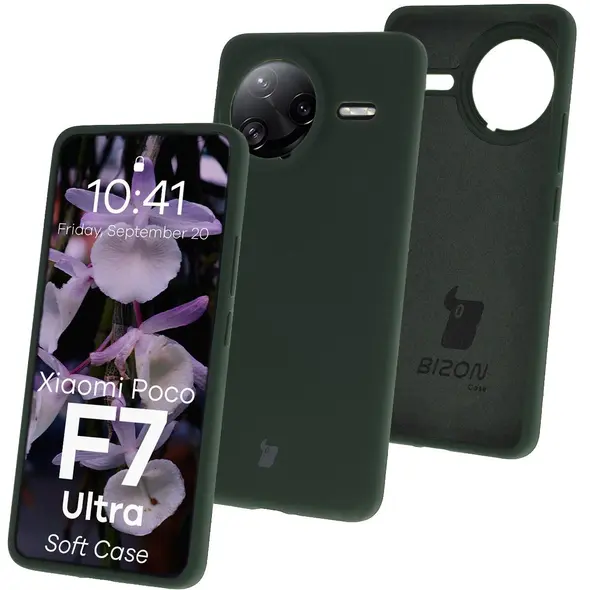 Silikonowe etui Bizon Soft Case do Xiaomi POCO F7 Ultra ciemnozielone