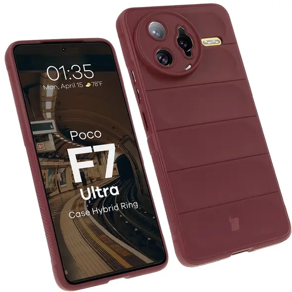Pancerne etui Bizon Case Tur do Xiaomi Poco F7 Ultra burgundowe