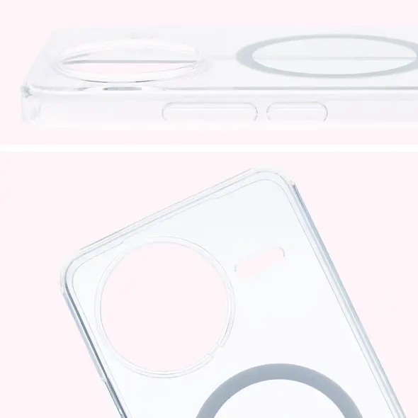 Etui z pierścieniem magnetycznym Bizon Case CrystalO do Xiaomi POCO F7 Ultra przezroczyste