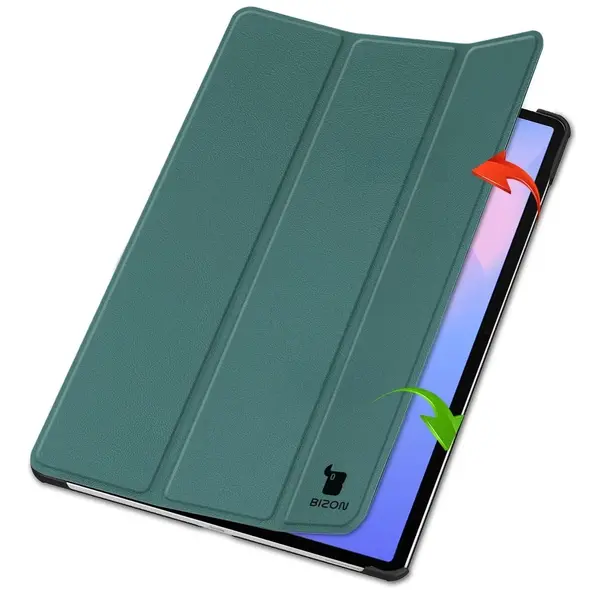 Etui z klapką Bizon Case Tab Croc do Samsung Galaxy Tab S10 FE+ Plus ciemnozielone