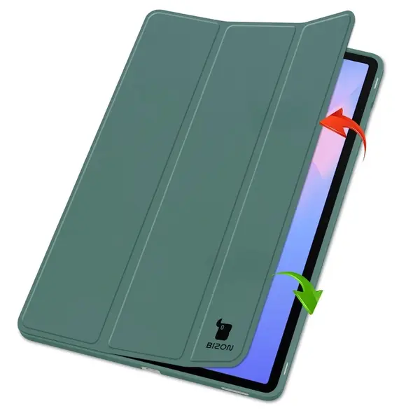 Etui z klapką Bizon Case Tab Lizard do Samsung Galaxy Tab S10 FE+ Plus ciemnozielone