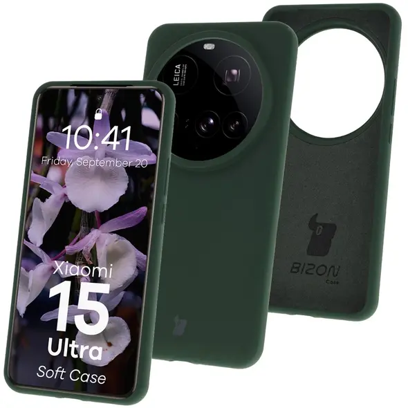 Silikonowe etui Bizon Soft Case do Xiaomi 15 Ultra ciemnozielone