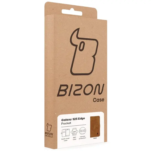 Etui z klapką Bizon Case Pocket do Samsung Galaxy S25 Edge brązowe