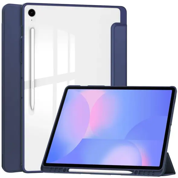 Etui z klapką Bizon Case Tab Clear Matt do Samsung Galaxy Tab S10 FE+ Plus granatowe