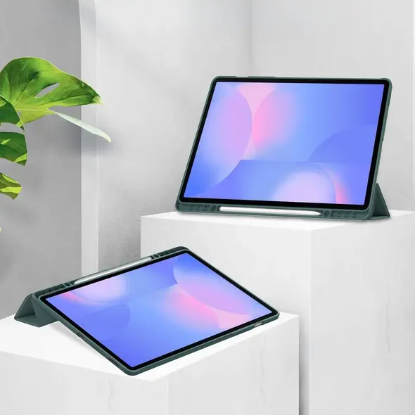 Etui z klapką Bizon Case Tab Clear Matt do Samsung Galaxy Tab S10 FE+ Plus ciemnozielone
