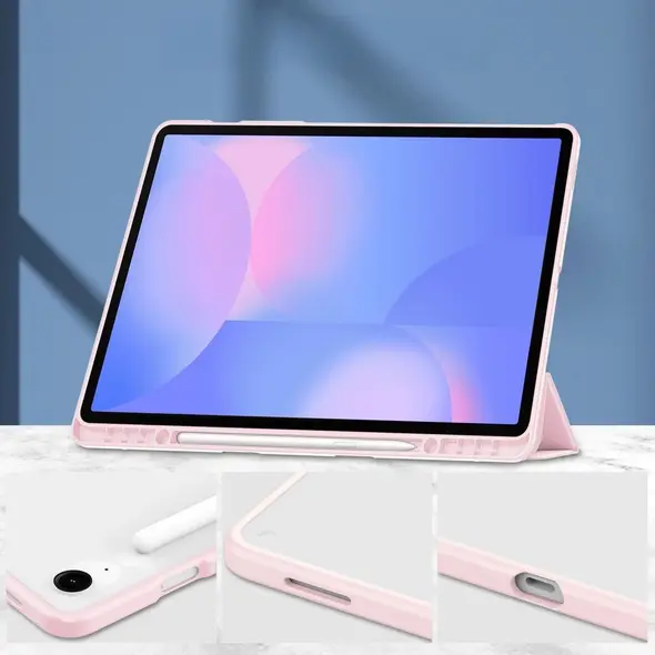 Etui z klapką Bizon Case Tab Clear Matt do Samsung Galaxy Tab S10 FE+ Plus różowe