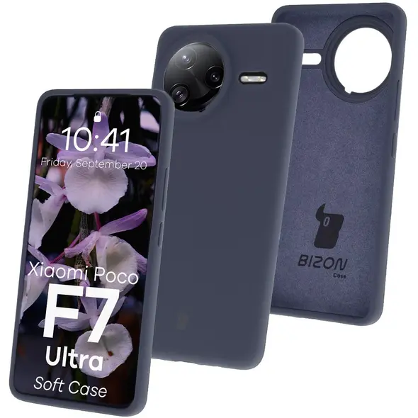 Silikonowe etui Bizon Soft Case do Xiaomi POCO F7 Ultra ciemnoniebieskie