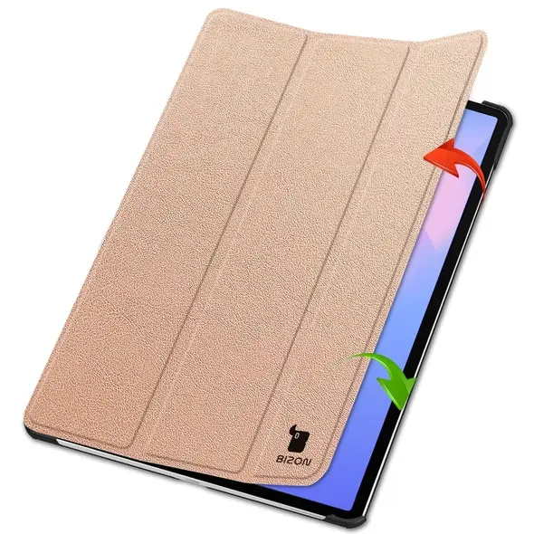 Etui z klapką Bizon Case Tab Croc do Samsung Galaxy Tab S10 FE+ Plus różowozłote