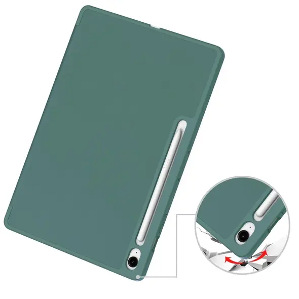 Etui z klapką Bizon Case Tab Lizard do Samsung Galaxy Tab S10 FE+ Plus ciemnozielone