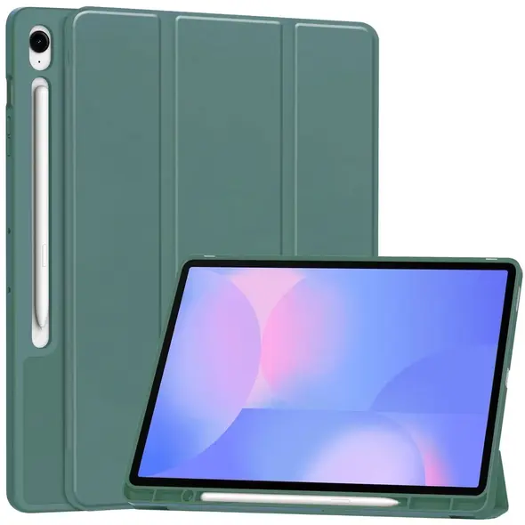 Etui z klapką Bizon Case Tab Lizard do Samsung Galaxy Tab S10 FE+ Plus ciemnozielone