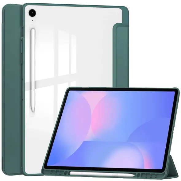 Etui z klapką Bizon Case Tab Clear Matt do Samsung Galaxy Tab S10 FE+ Plus ciemnozielone