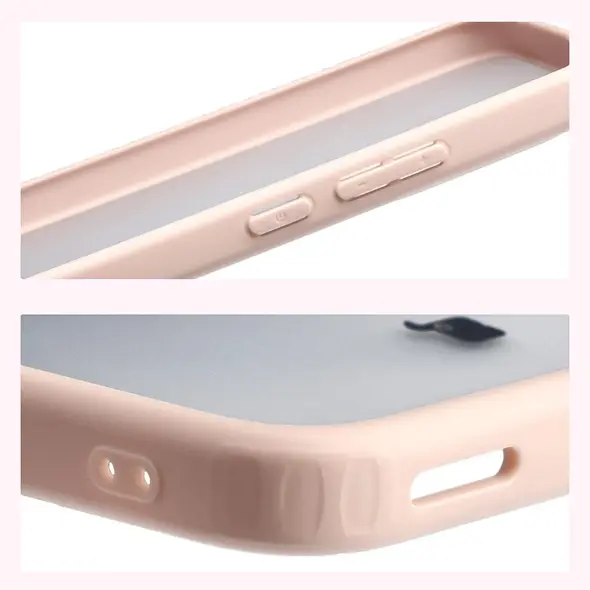 Etui Bizon Case Angelo do Xiaomi POCO F7 półprzezroczyste z różową ramką