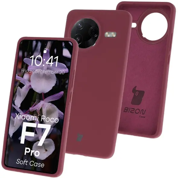 Silikonowe etui Bizon Soft Case do Xiaomi POCO F7 Pro ciemnofioletowe