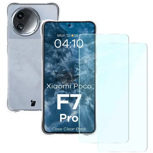 Etui + 2x szkło na ekran Bizon Case Clear Pack do Xiaomi Poco F7 Pro