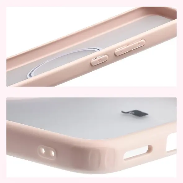 Etui z pierścieniem magnetycznym Bizon Case MatteO do Xiaomi POCO F7 przydymione-różowe