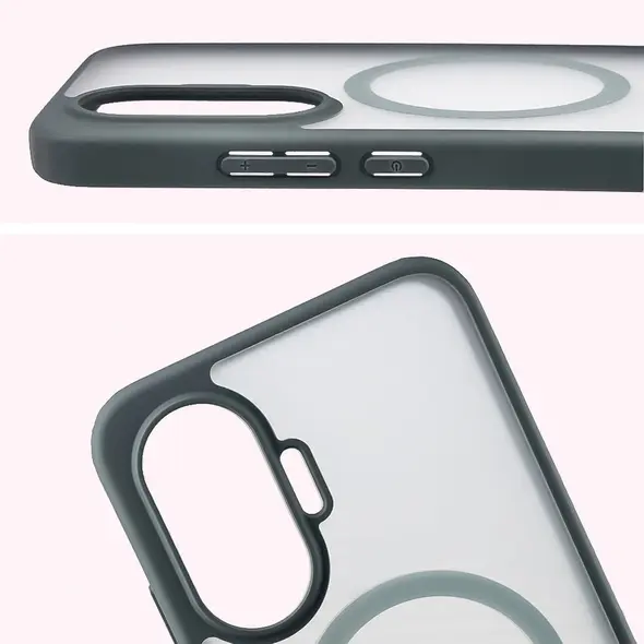 Etui z pierścieniem magnetycznym Bizon Case MatteO do Xiaomi POCO F7 przydymione-szare