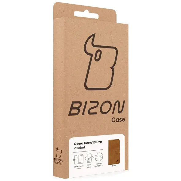 Etui z klapką Bizon Case Pocket do Oppo Reno13 Pro brązowe
