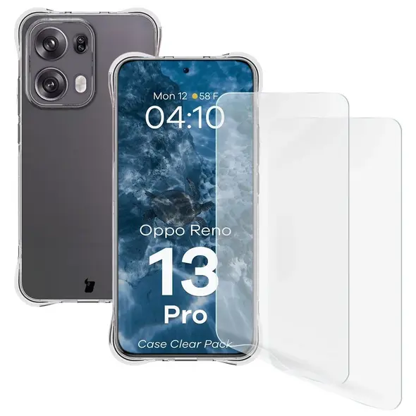 Etui + 2x folia na ekran Bizon Case Clear Pack do Oppo Reno13 Pro