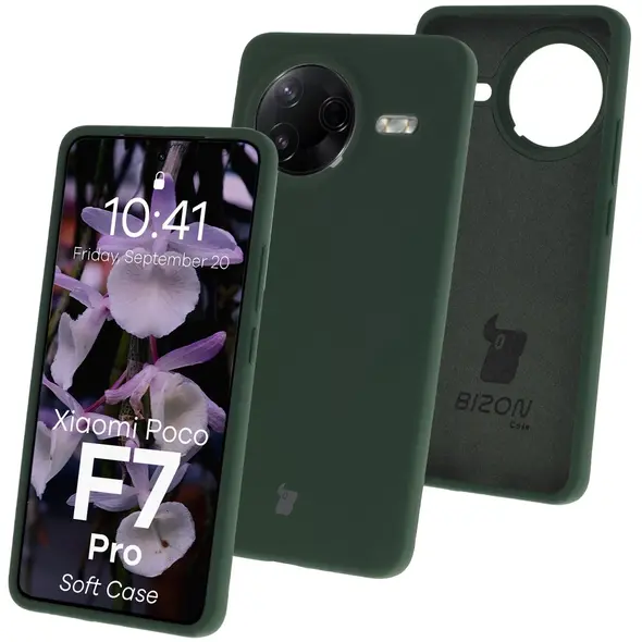 Silikonowe etui Bizon Soft Case do Xiaomi POCO F7 Pro ciemnozielone