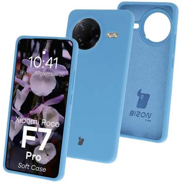 Silikonowe etui Bizon Soft Case do Xiaomi POCO F7 Pro niebieskie