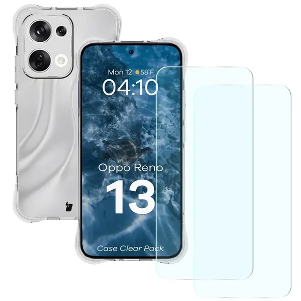 Etui + 2x szkło na ekran Bizon Case Clear Pack do Oppo Reno13