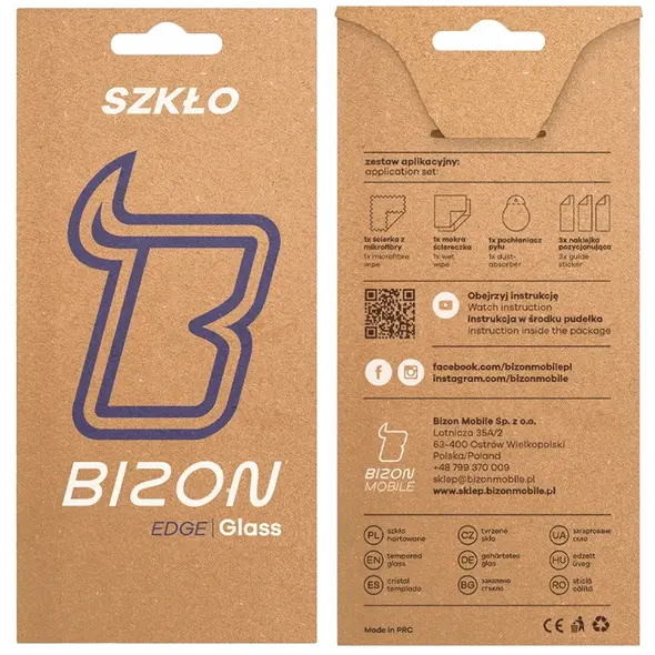 Szkło hartowane Bizon Glass Edge 3D do Oppo Reno13 Pro czarna ramka