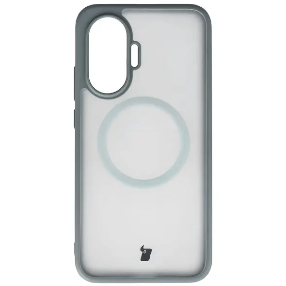 Etui z pierścieniem magnetycznym Bizon Case MatteO do Xiaomi POCO F7 przydymione-szare