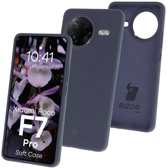 Silikonowe etui Bizon Soft Case do Xiaomi POCO F7 Pro ciemnoniebieskie