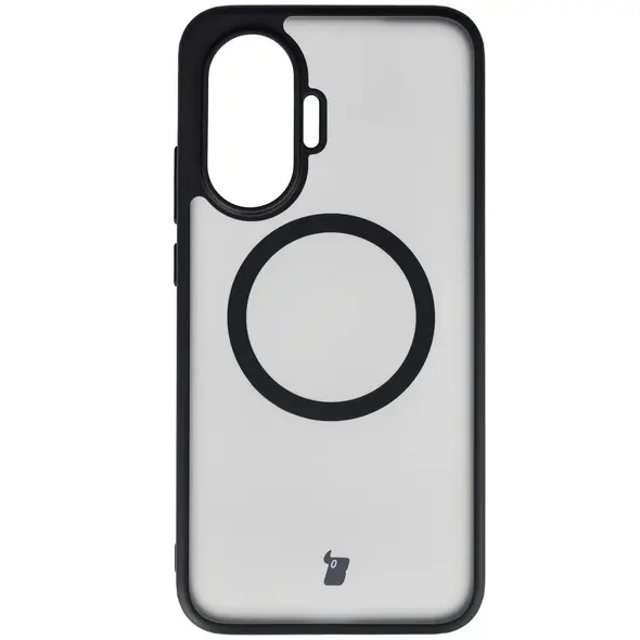 Etui z pierścieniem magnetycznym Bizon Case MatteO do Xiaomi POCO F7 przydymione-czarne