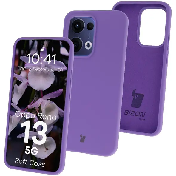 Silikonowe etui Bizon Soft Case do Oppo Reno13 fioletowe