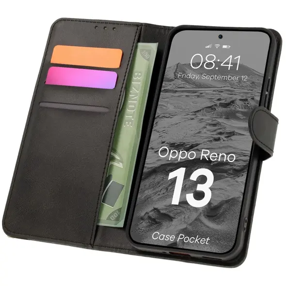 Etui z klapką Bizon Case Pocket do Oppo Reno13 czarne