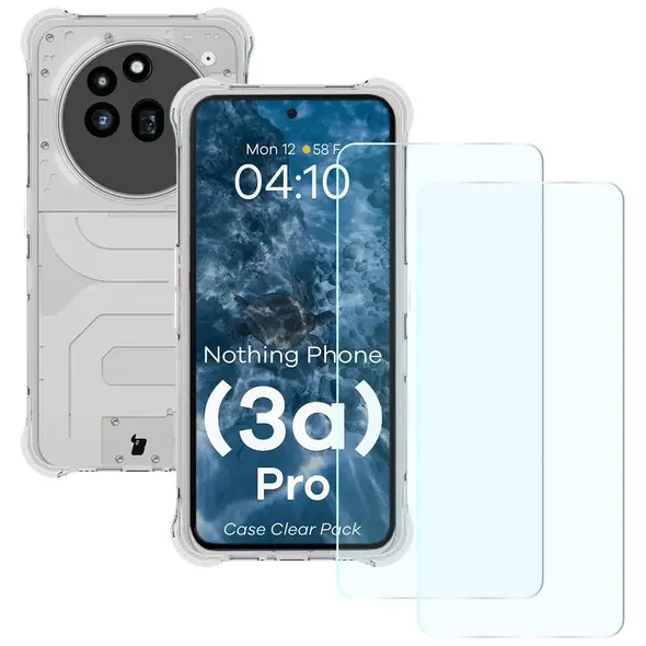 Etui + 2x szkło na ekran Bizon Case Clear Pack do Nothing Phone (3a) Pro