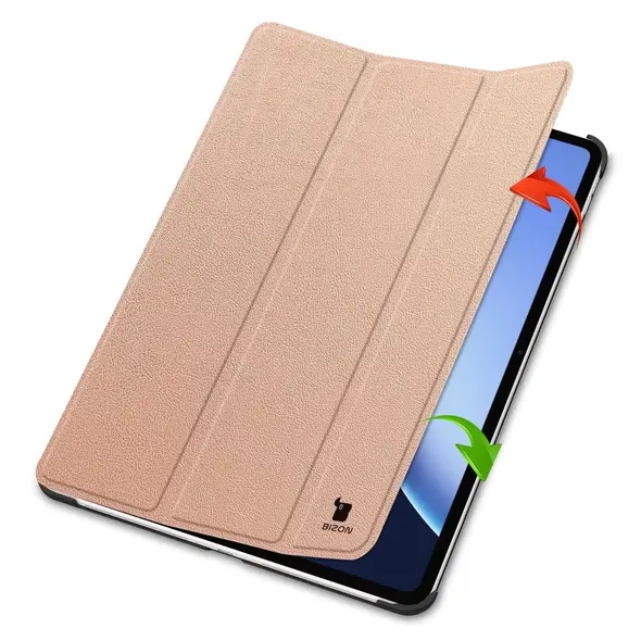Etui z klapką Bizon Case Tab Croc do OnePlus Pad 3 / 2 Pro / OPPO Pad 4 / 4 Pro różowozłote