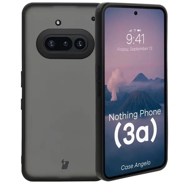 Etui Bizon Case Angelo do Nothing Phone (3a) przydymione z czarną ramką