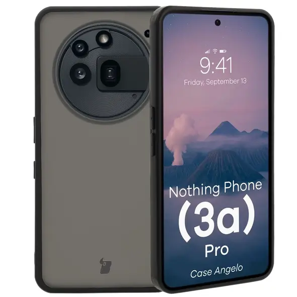 Etui Bizon Case Angelo do Nothing Phone (3a) Pro przydymione z czarną ramką