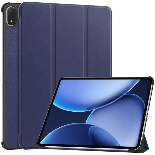 Etui z klapką Bizon Case Tab Croc do OnePlus Pad 3 / 2 Pro / OPPO Pad 4 / 4 Pro granatowe