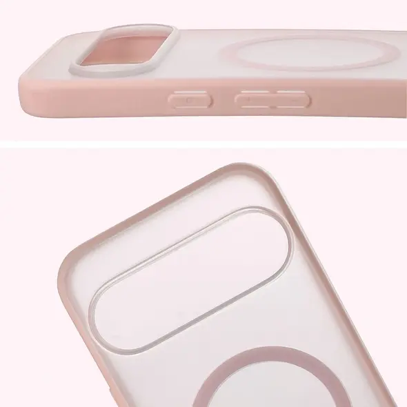 Etui z pierścieniem magnetycznym Bizon Case MatteO do Pixel 10 Pro XL przydymione-różowe