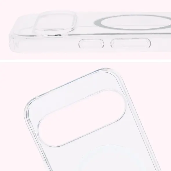 Etui z pierścieniem magnetycznym Bizon Case CrystalO do Google Pixel 10 / 10 Pro przezroczyste